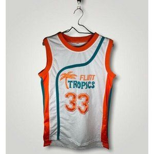 Jackie Moon Flint Tropics Semi Pro White Basketball Jersey Men’s Size Large